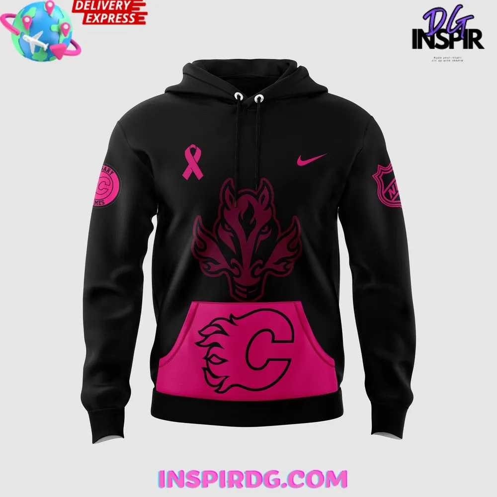 -Calgary Flames NHL Crucial Catch Breast Cancer 2024 Hoodie