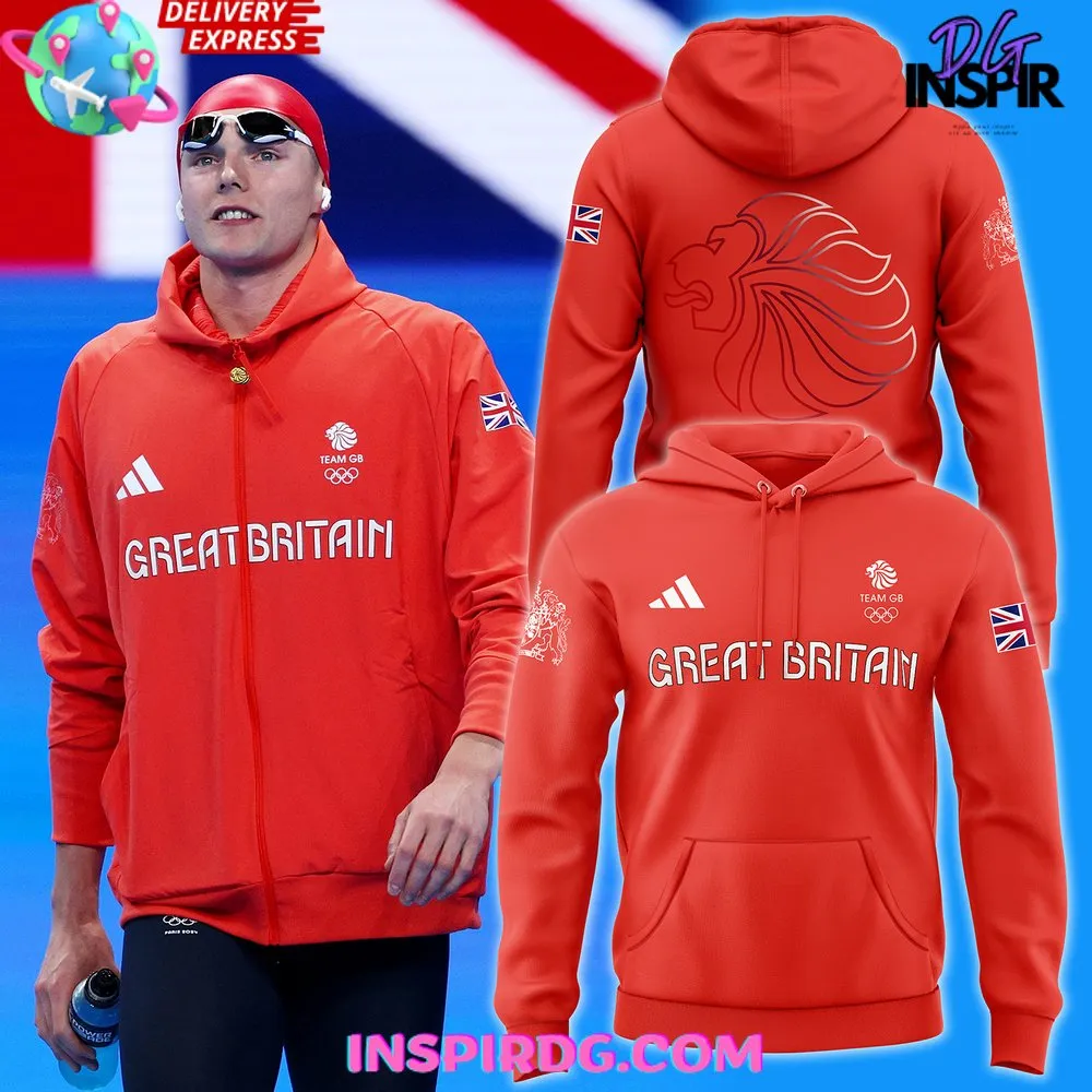 -Great Britain Lion Olympic Paris 2024 Red Hoodie