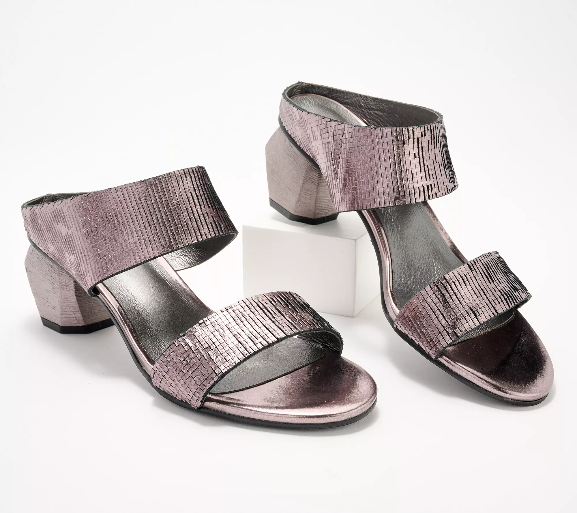 "As Is" Antelope Leather Heeled Sandals- Amelia