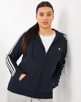 adidas 3 Stripes Full Zip Hoodie | Simply Be