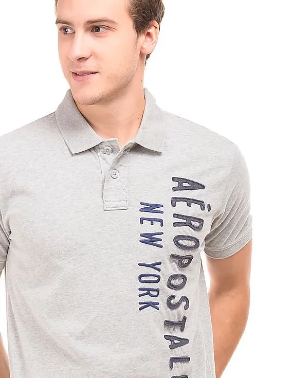 Aeropostale Appliqued Heathered Polo Shirt