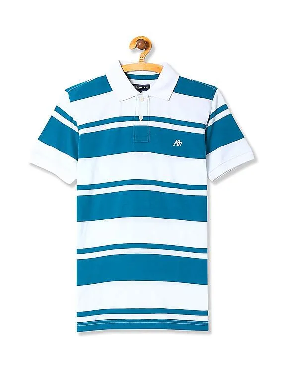 Aeropostale Striped Jersey Polo Shirt