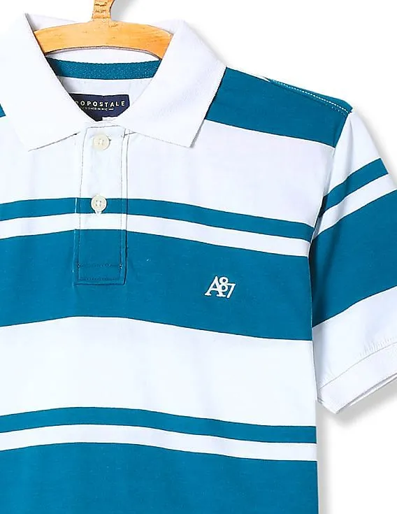 Aeropostale Striped Jersey Polo Shirt