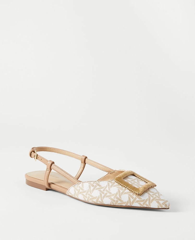 Ann Taylor Covered Buckle Slingback Flats White Women's