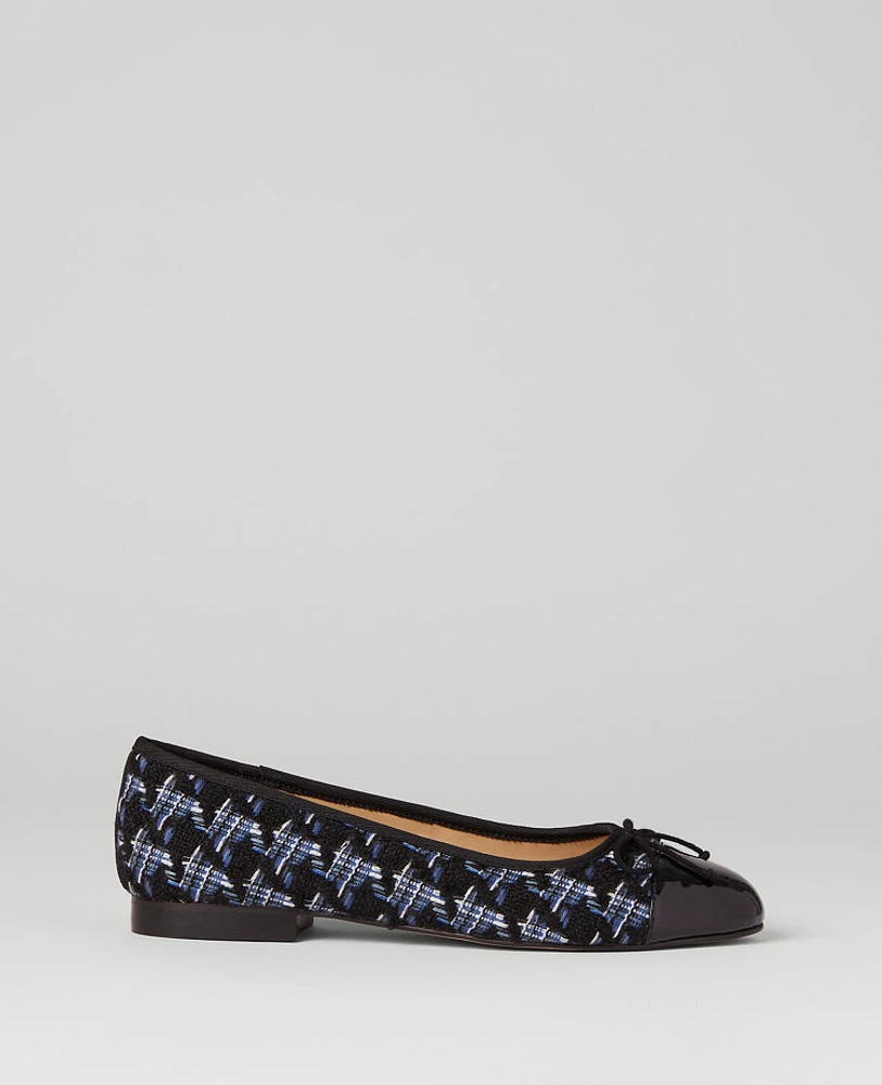 Ann Taylor Tweed Ballet Flats Black Women's