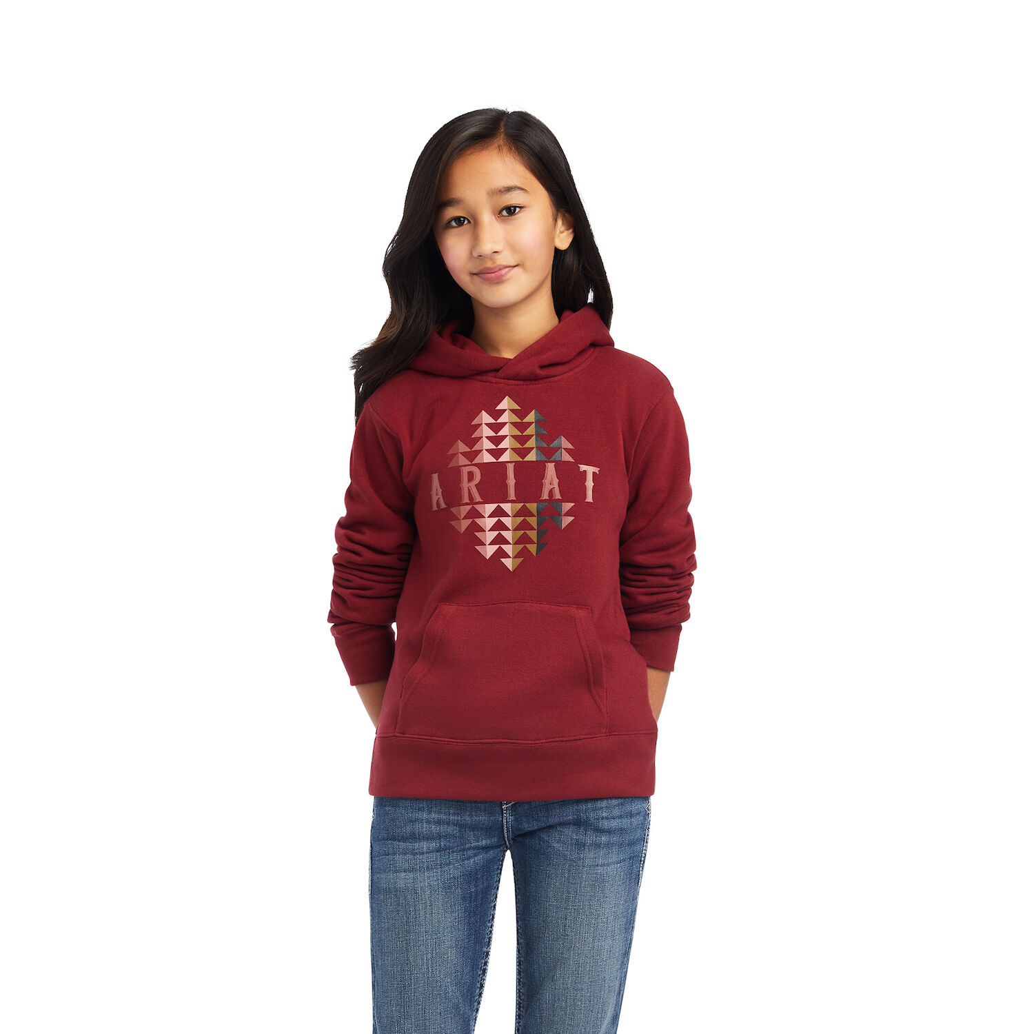 Ariat Girls REAL Beartooth Hoodie in Rouge Red