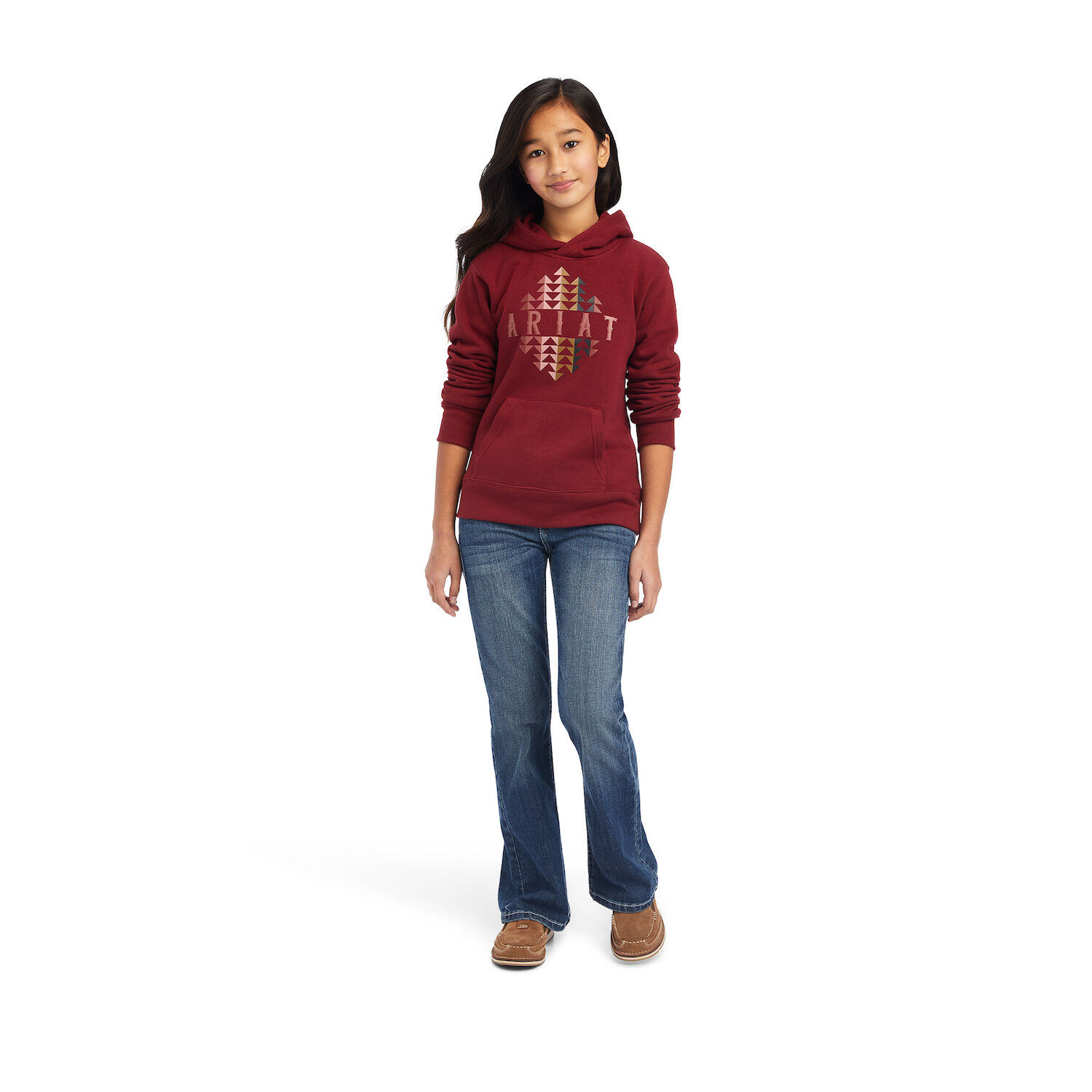 Ariat Girls REAL Beartooth Hoodie in Rouge Red