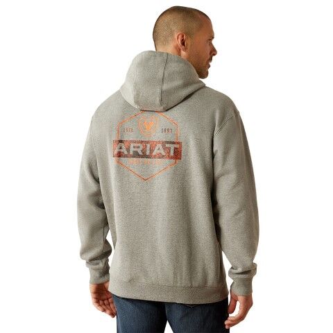 Ariat Men's Bold Hex Hoodie in Grey Heather