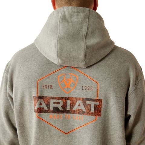 Ariat Men's Bold Hex Hoodie in Grey Heather