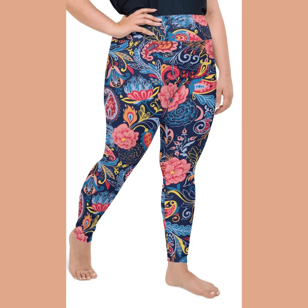 Art Deco Floral Plus Size Leggings