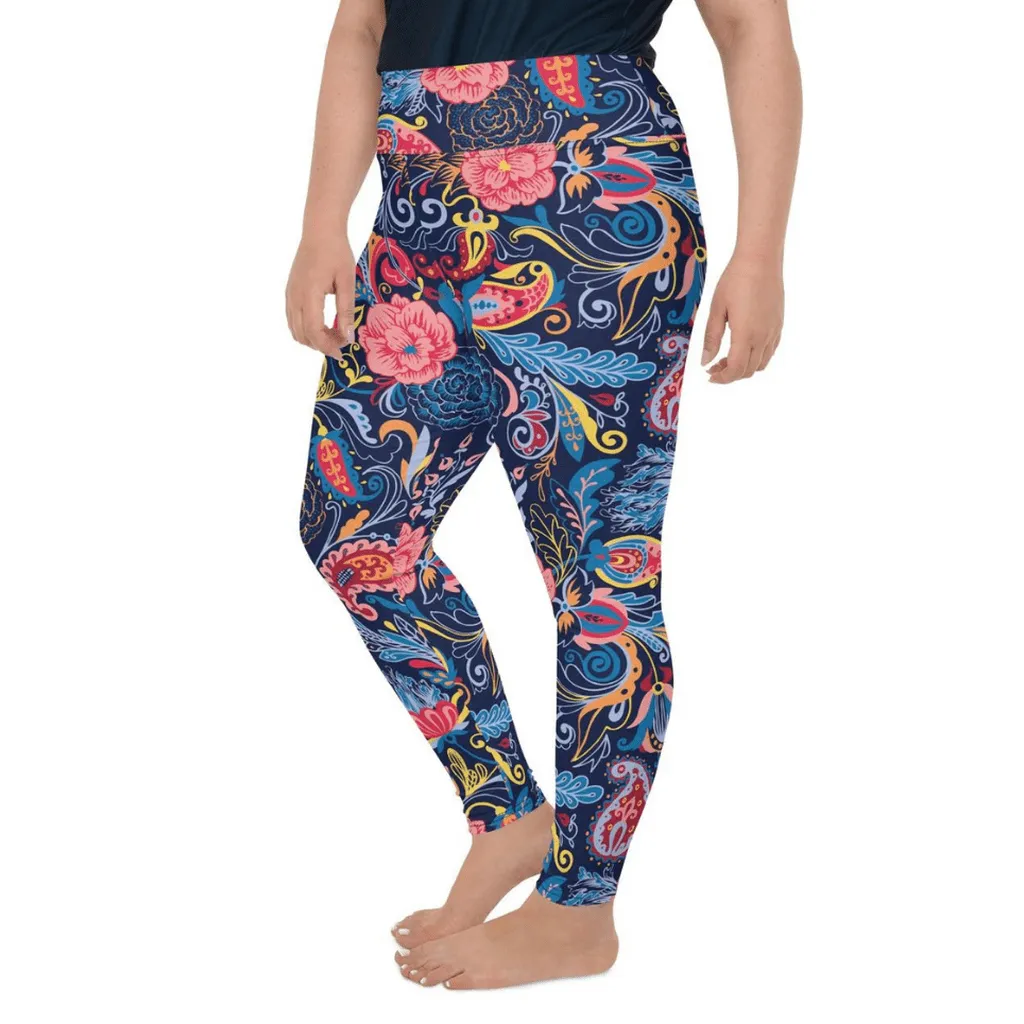 Art Deco Floral Plus Size Leggings