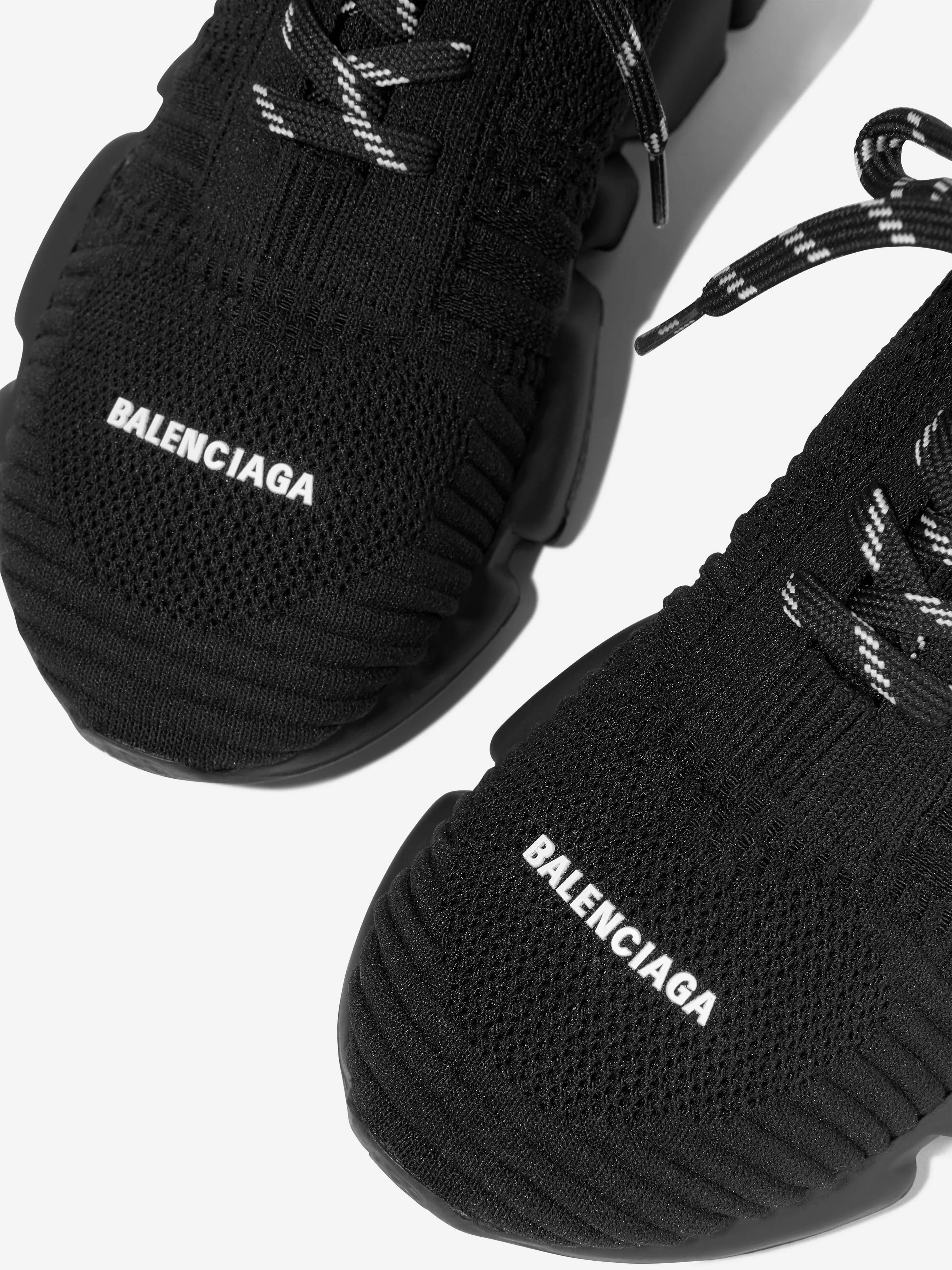 Balenciaga Kids Lace Up Speed Trainers in Black