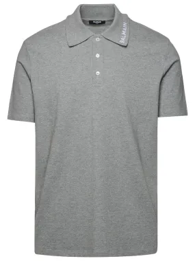 Balmain    Balmain Grey Cotton Polo Shirt