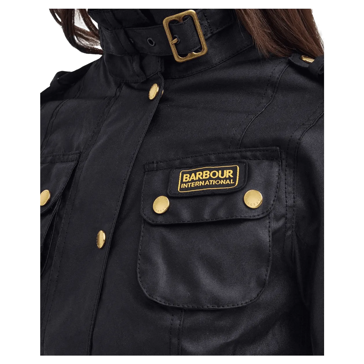 Barbour International International Waxed Jacket in Black