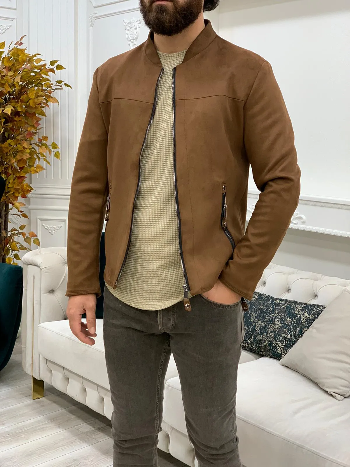 Bari Slim Fit Brown Jacket