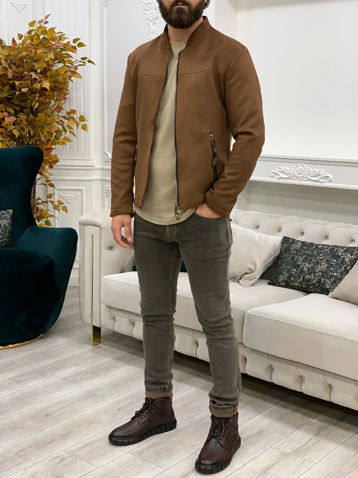 Bari Slim Fit Brown Jacket