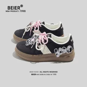 BEIER original niche casual versatile moral training shoes 2024 autumn thick-soled heightening sports bread shoes for women