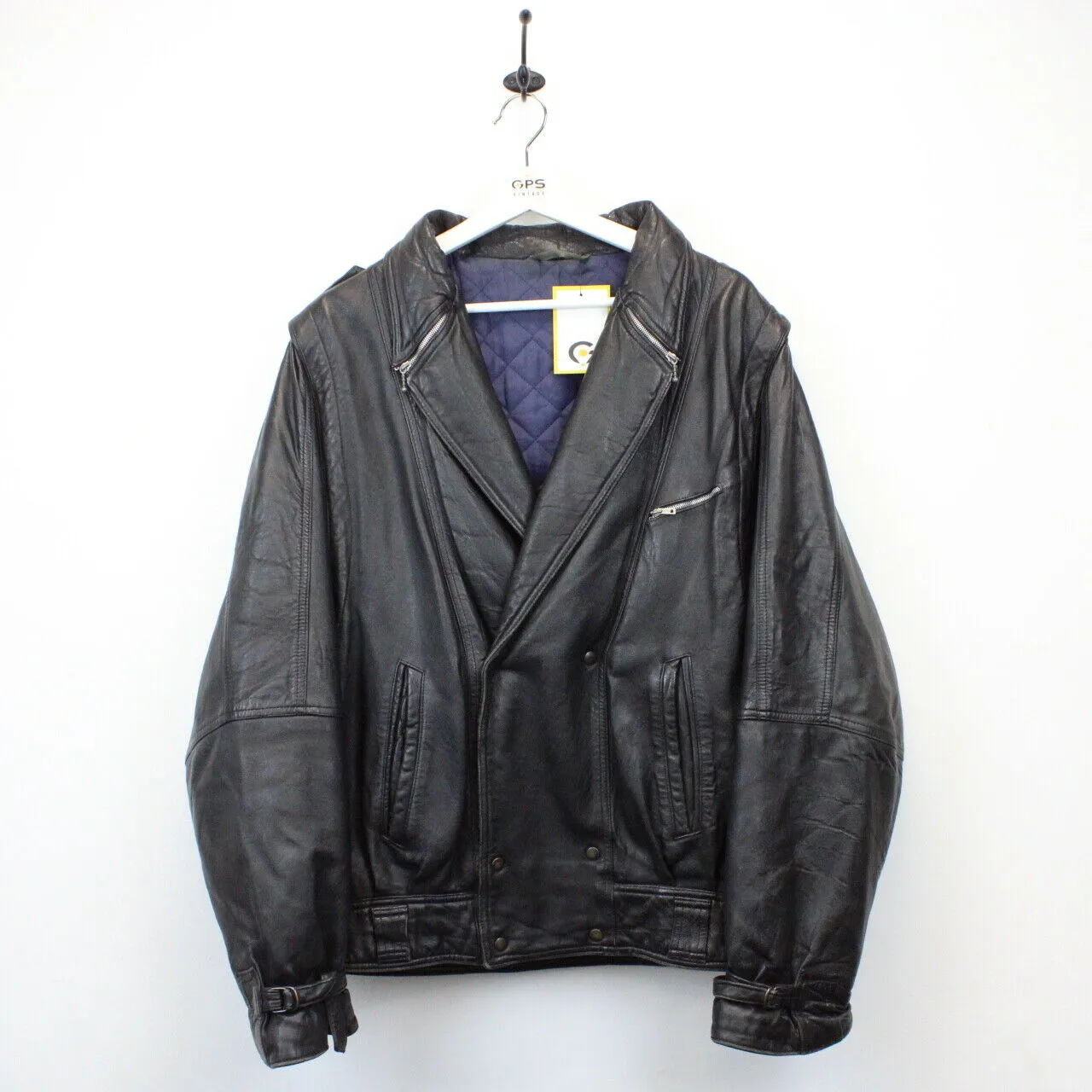 Biker 80s Leather Jacket Black | Medium