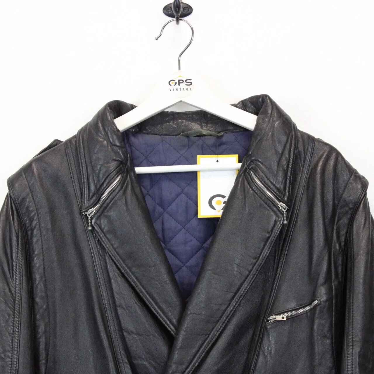 Biker 80s Leather Jacket Black | Medium