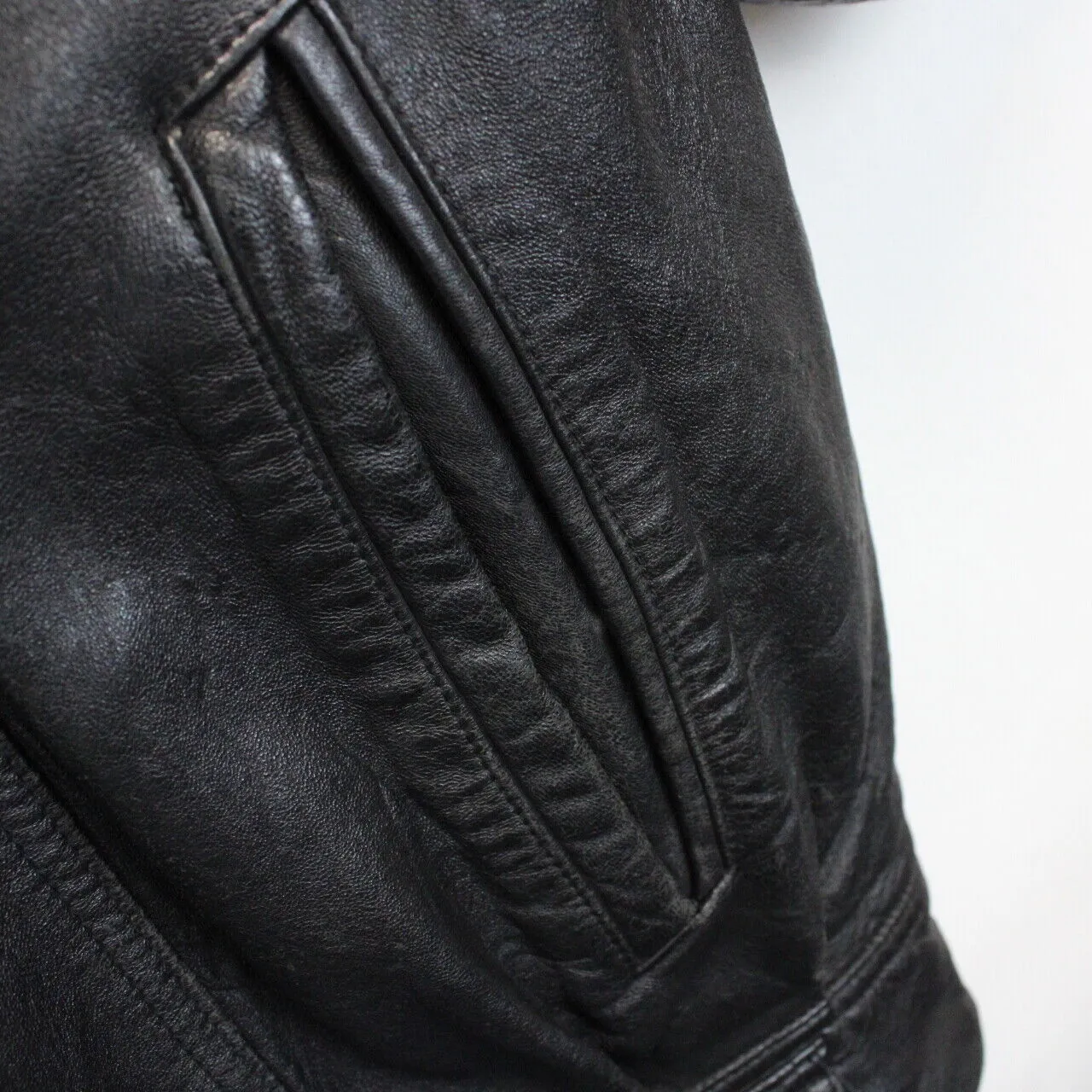 Biker 80s Leather Jacket Black | Medium