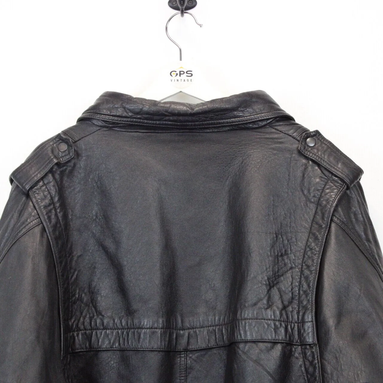 Biker 80s Leather Jacket Black | Medium