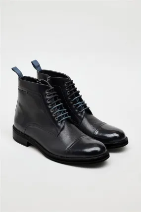 Billy Black Leather Capped Boot