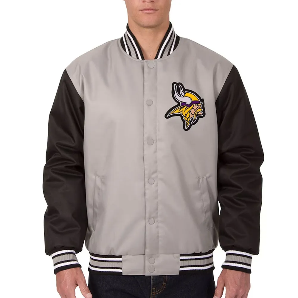 Black/Gray Minnesota Vikings Front Hit Poly Twill Jacket