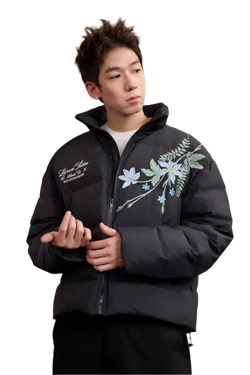 Blue Floral Embroidery Graphene Jacket