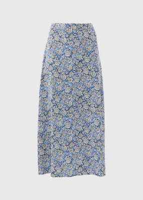 Blue Floral Midaxi Skirt