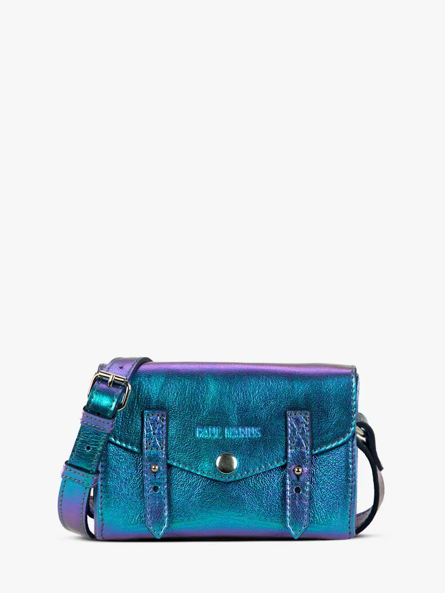 Blue Metallic Leather Shoulder Bag for Women - LeMini Indispensable Beetle | PAUL MARIUS