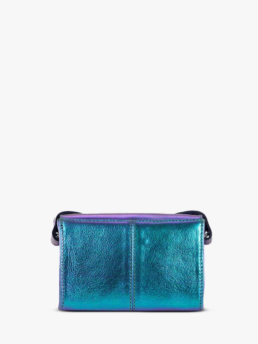 Blue Metallic Leather Shoulder Bag for Women - LeMini Indispensable Beetle | PAUL MARIUS