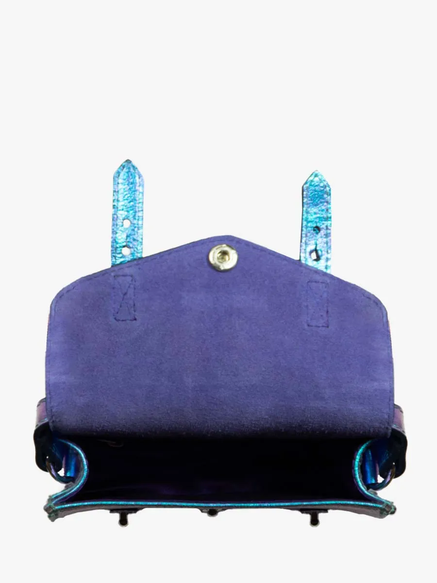 Blue Metallic Leather Shoulder Bag for Women - LeMini Indispensable Beetle | PAUL MARIUS