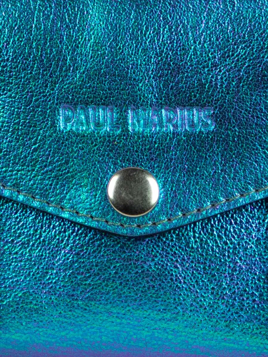 Blue Metallic Leather Shoulder Bag for Women - LeMini Indispensable Beetle | PAUL MARIUS