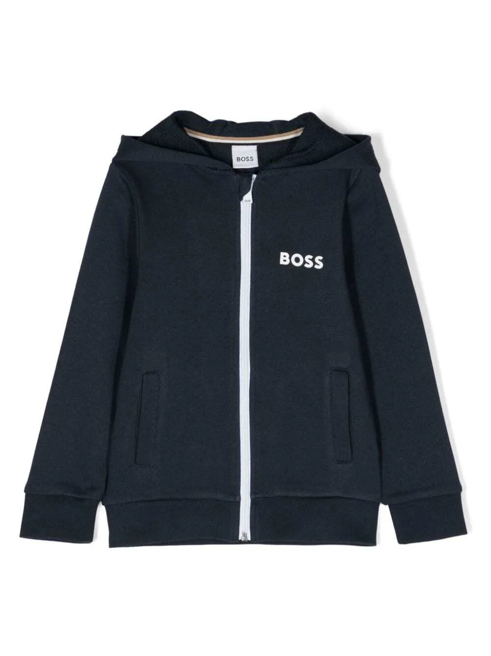 BOSS Kidswear logo-print zip-up hoodie - Blue