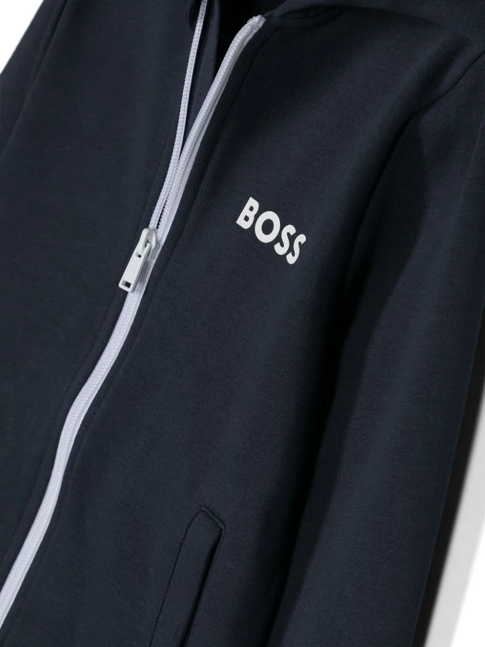 BOSS Kidswear logo-print zip-up hoodie - Blue