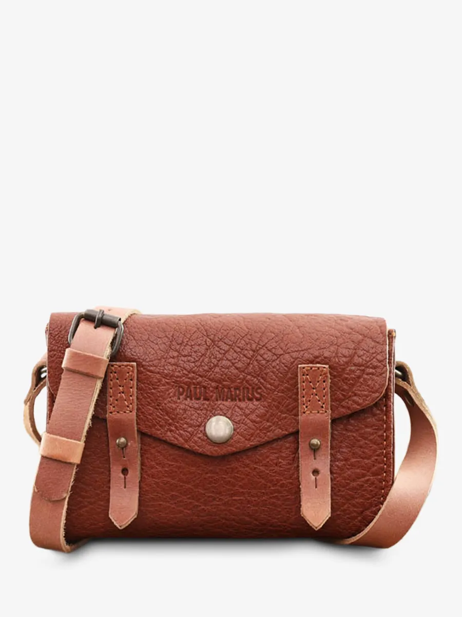 Brown Leather Shoulder Bag - Le Mini Indispensable Light Brown | PAUL MARIUS