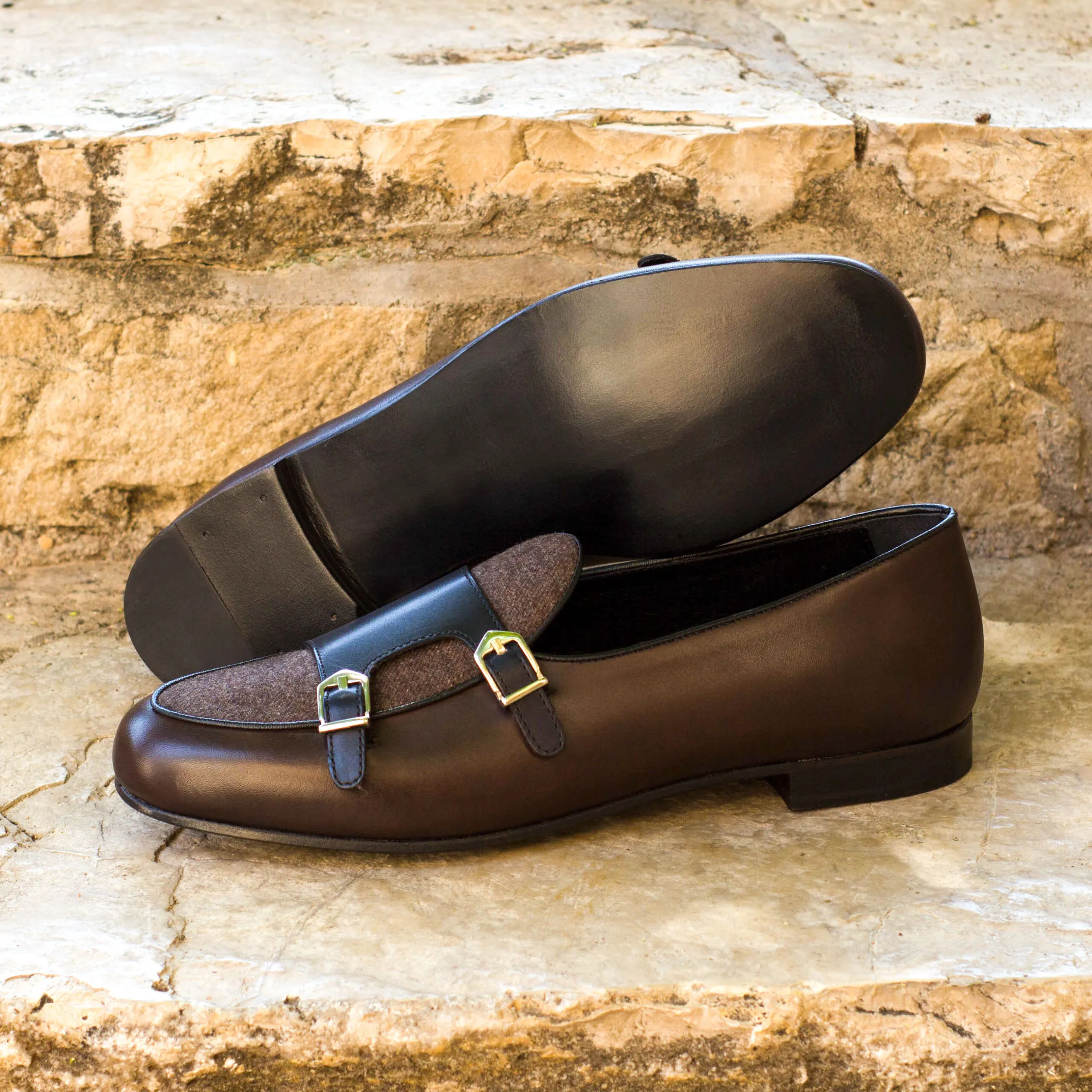 --Brown Monk Slipper Shoe-