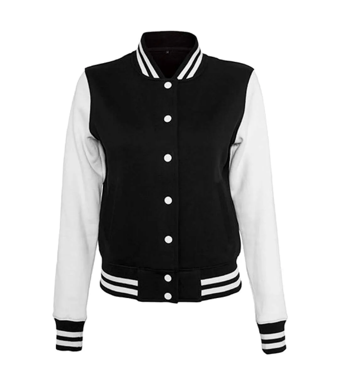 Build Your Brand Womens/Ladies Sweat College Jacket (Black/White) - UTRW5672