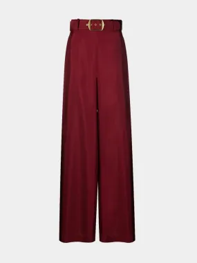 Burgundy High-Waisted Trousers