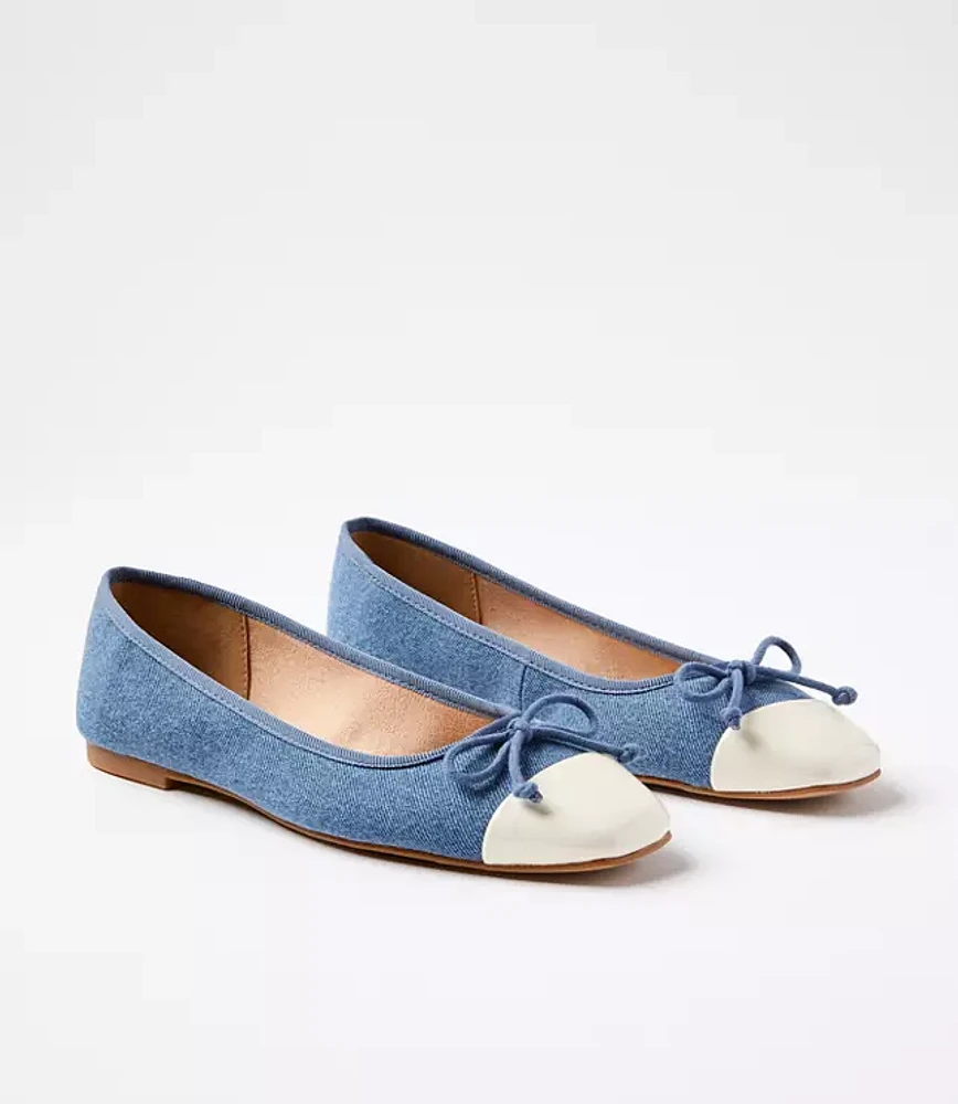 Chambray Soft Cap Toe Ballet Flats