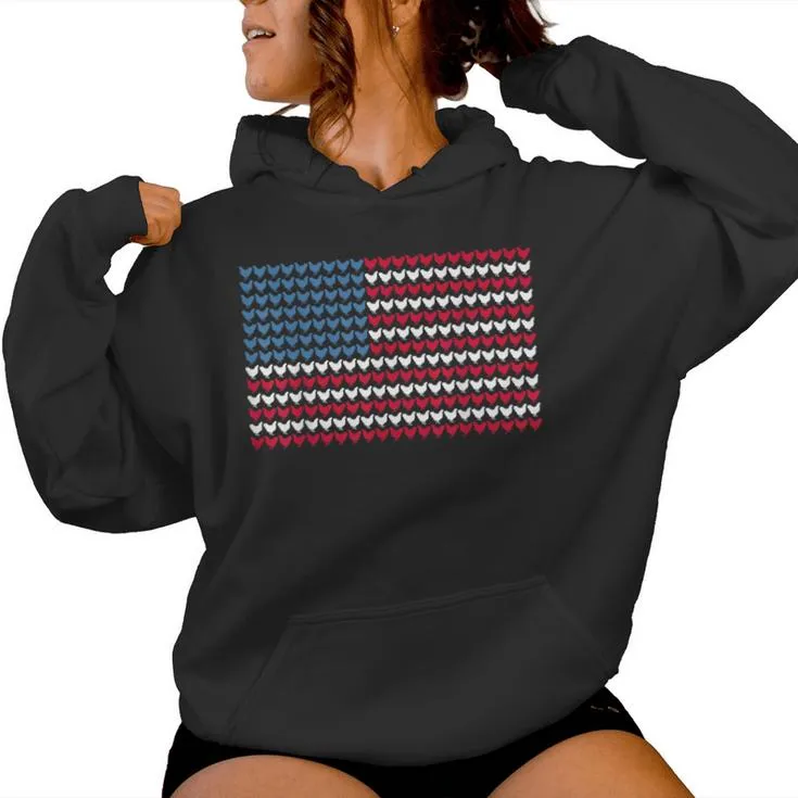 Chicken Patriotic Farmers 4Th Of July Chicken American Flag Women Hoodie