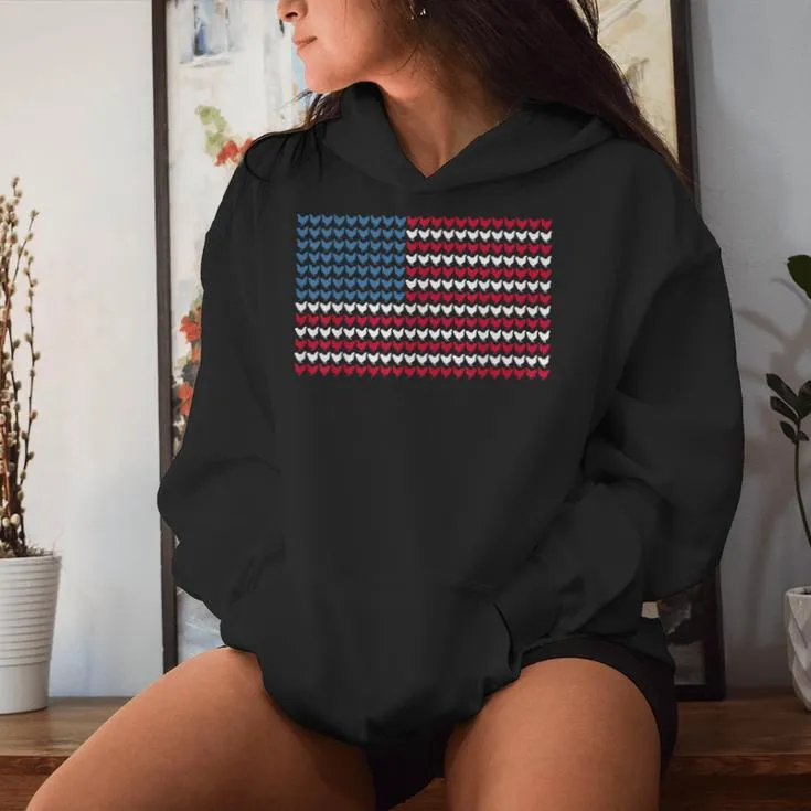 Chicken Patriotic Farmers 4Th Of July Chicken American Flag Women Hoodie