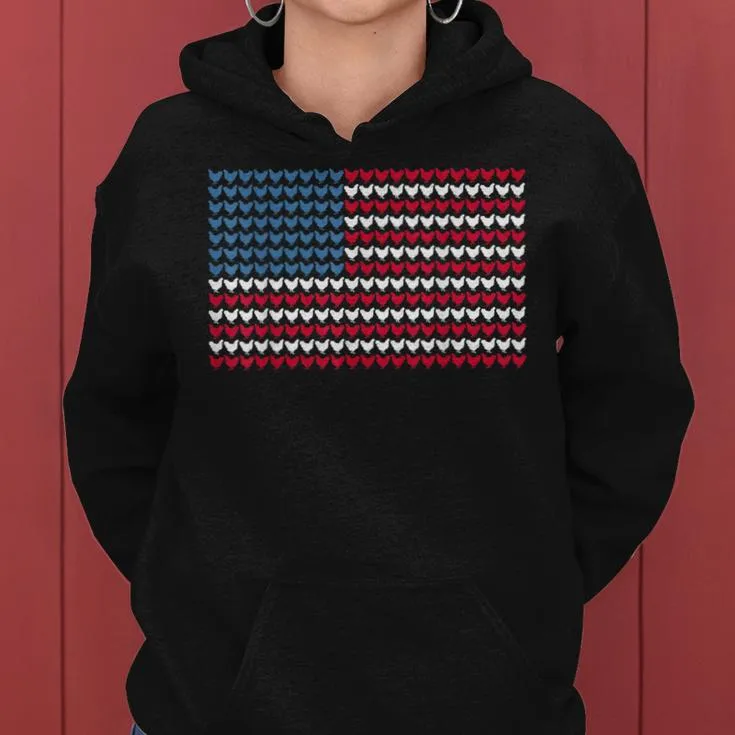 Chicken Patriotic Farmers 4Th Of July Chicken American Flag Women Hoodie