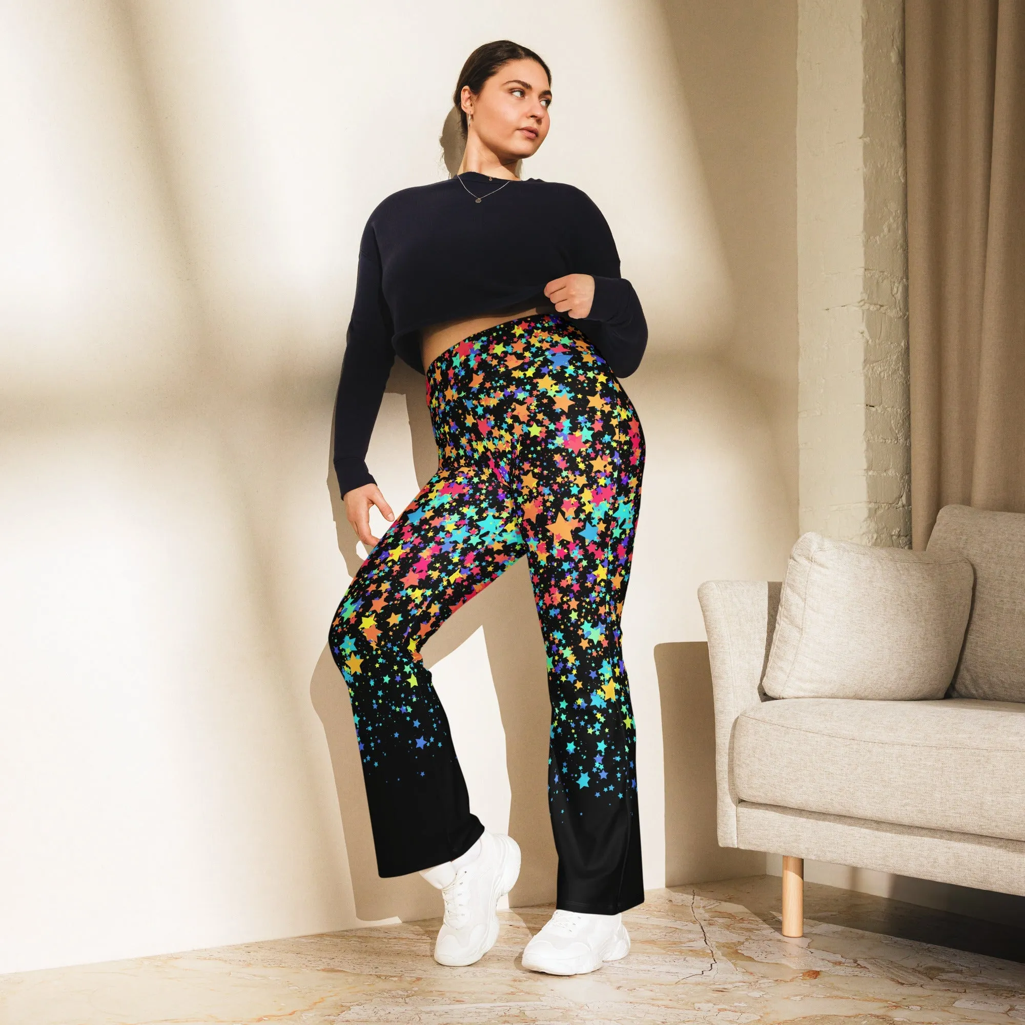 Colorful Gradient Stars Flare Leggings