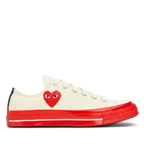 CONVERSE X COMME DES GARCONS PLAY Red Sole Chuck 70 Low Top - White - AZ-K123-001-2