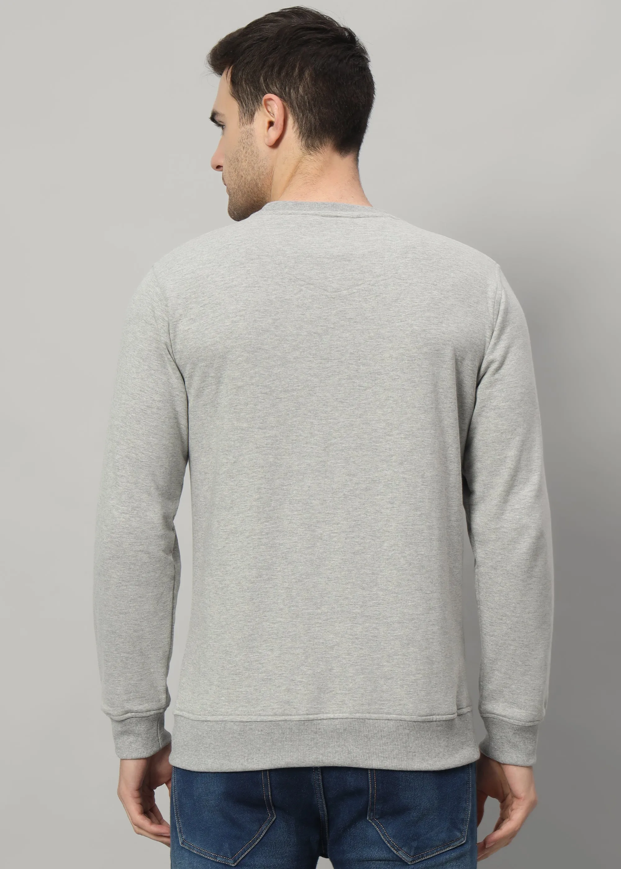 Cotton Grey Fleece Crew Neck Sweat Shirt