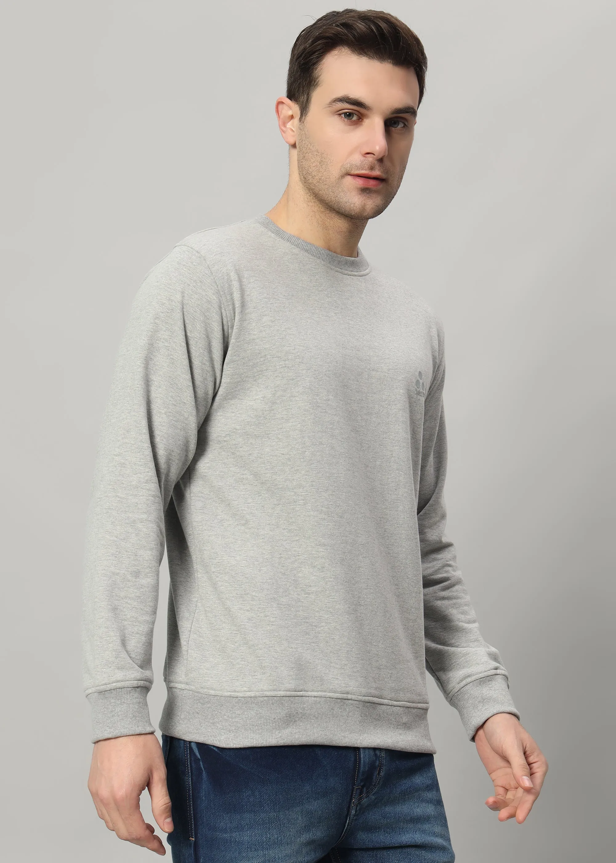 Cotton Grey Fleece Crew Neck Sweat Shirt