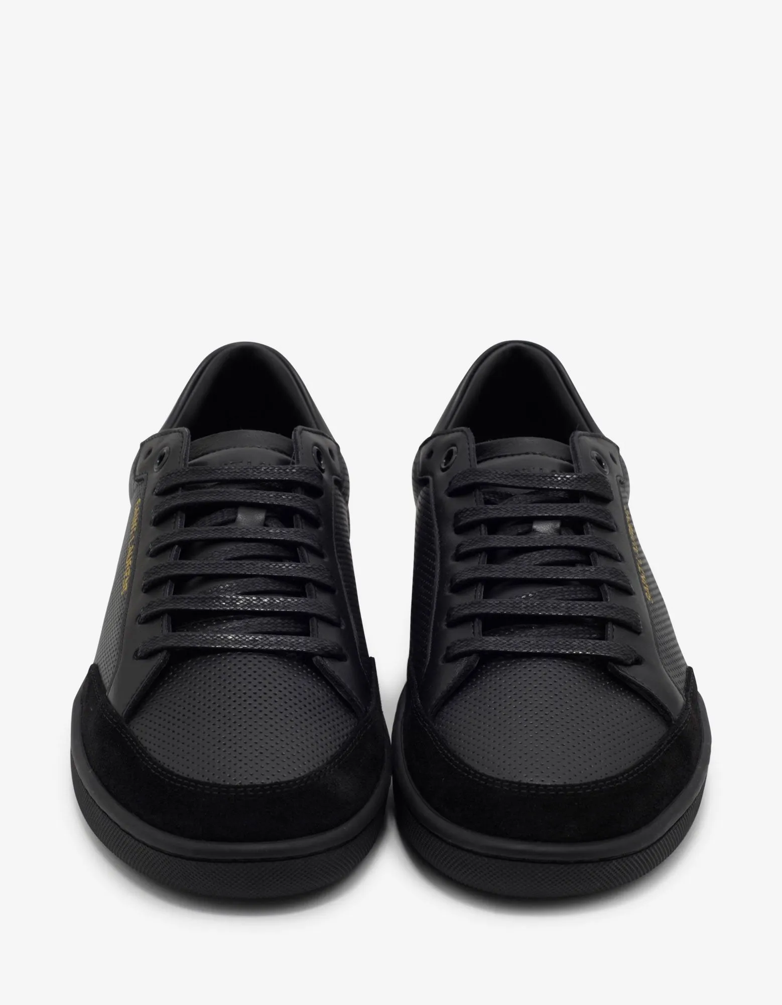 Court Classic SL/10 Black Perforated Leather Trainers -