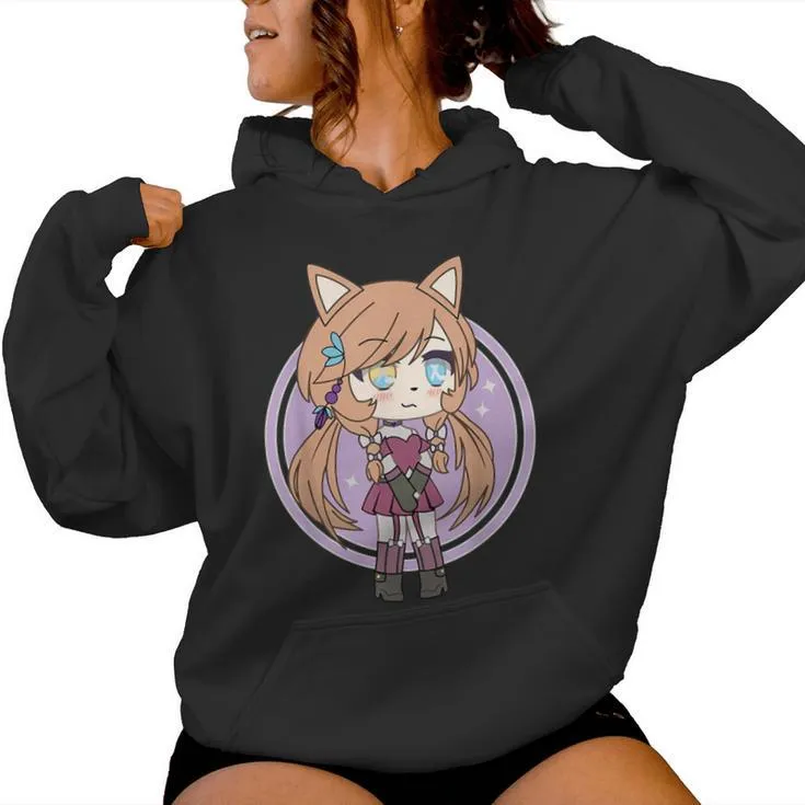 Cute Chibi Style Kawaii Redhead Anime Fox Girl Foxy Chan Women Hoodie