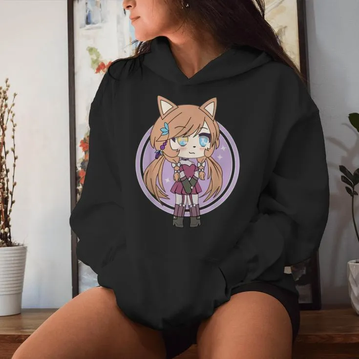 Cute Chibi Style Kawaii Redhead Anime Fox Girl Foxy Chan Women Hoodie